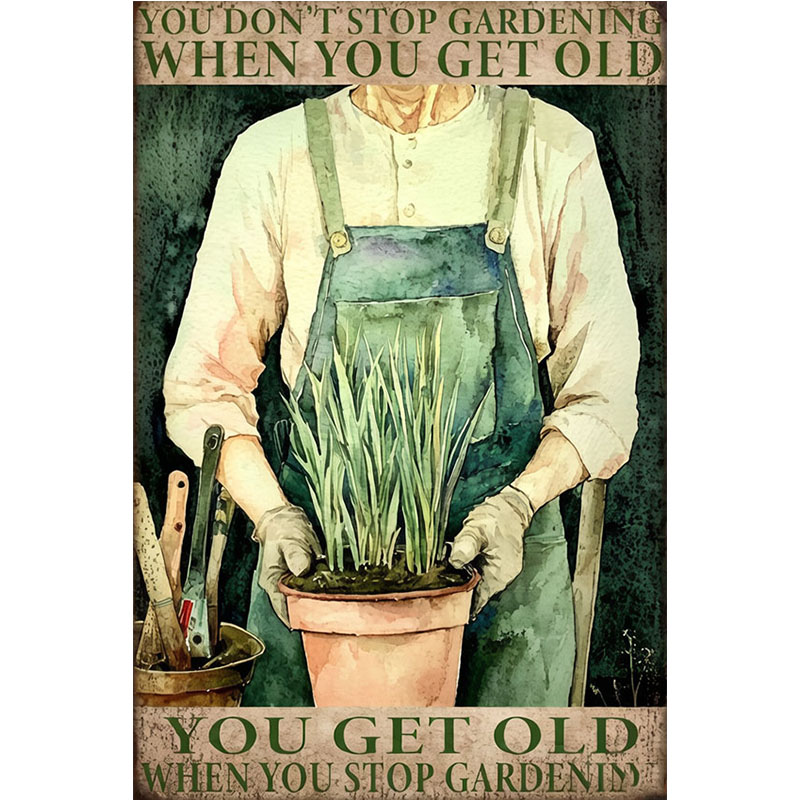 Gardening Tools Women - Retro Lady Gardener Metal Sign |