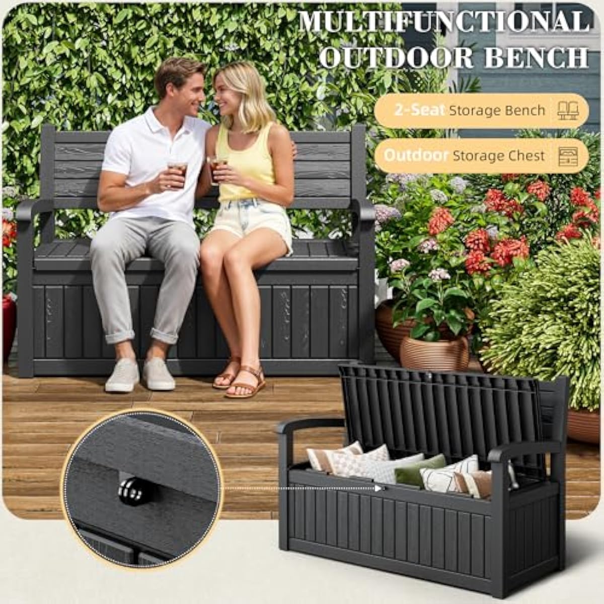 80 Gallon Outdoor Storage Benc - огляд і ціна Gardening Tools Box