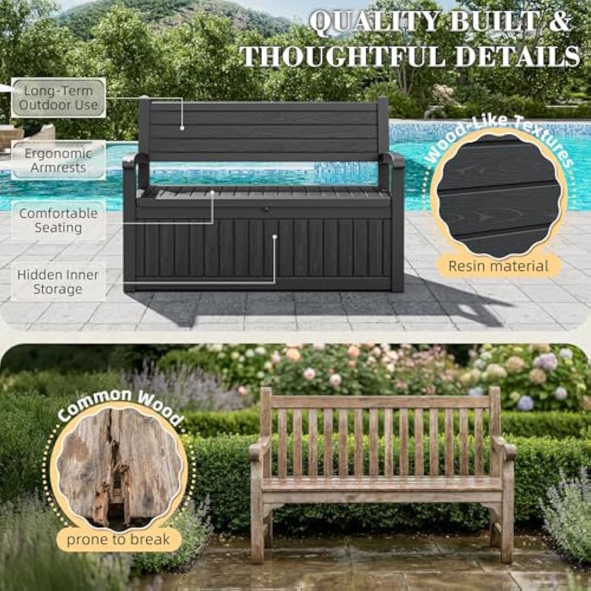 80 Gallon Outdoor Storage Benc - огляд і ціна Gardening Tools Box