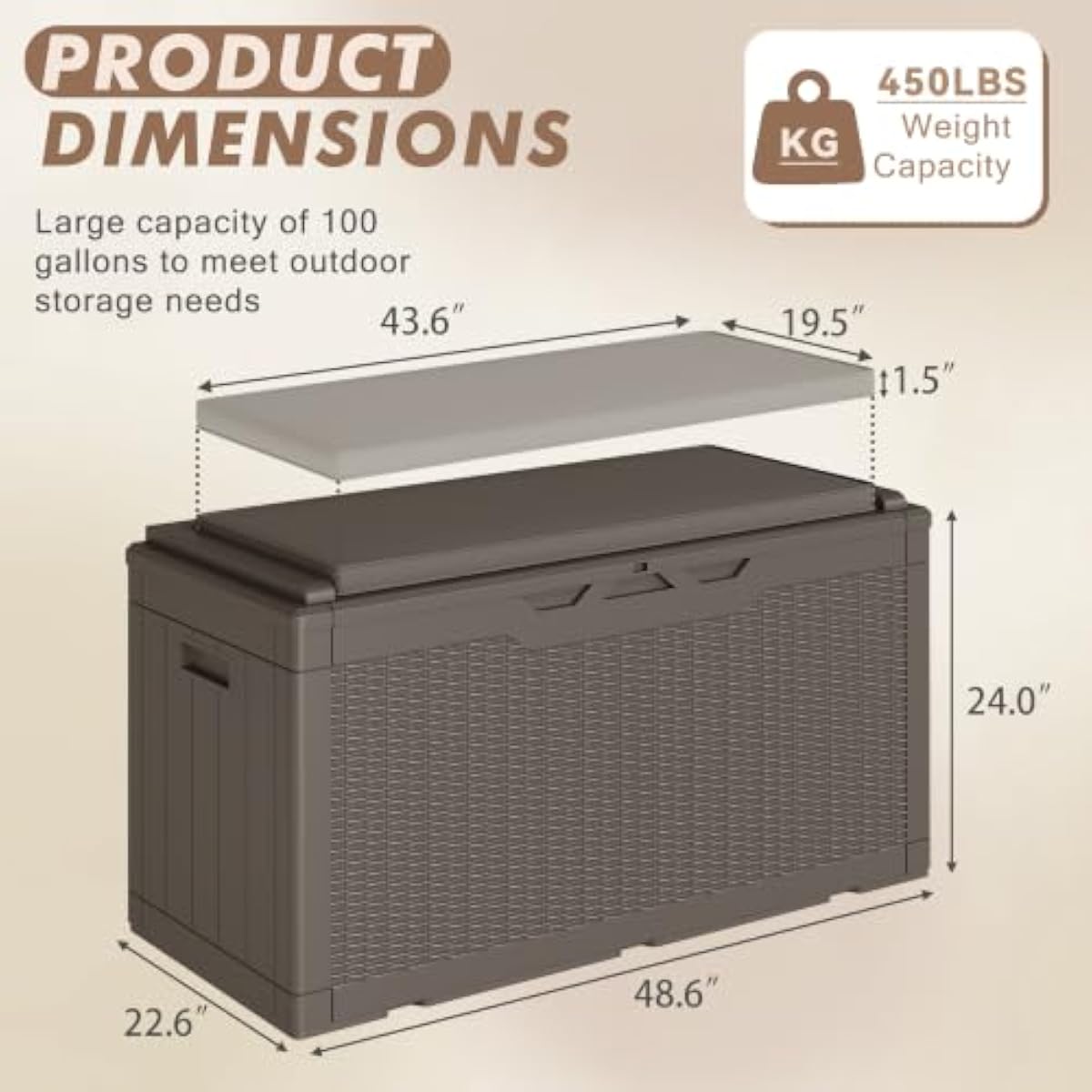 100 Gallon Resin Deck Box Stor - огляд і ціна Gardening Tools Box